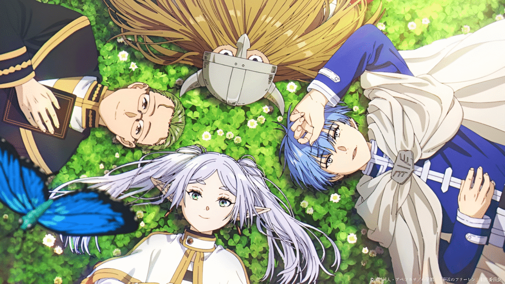 Sousou No Frieren anime grass flowers white hair